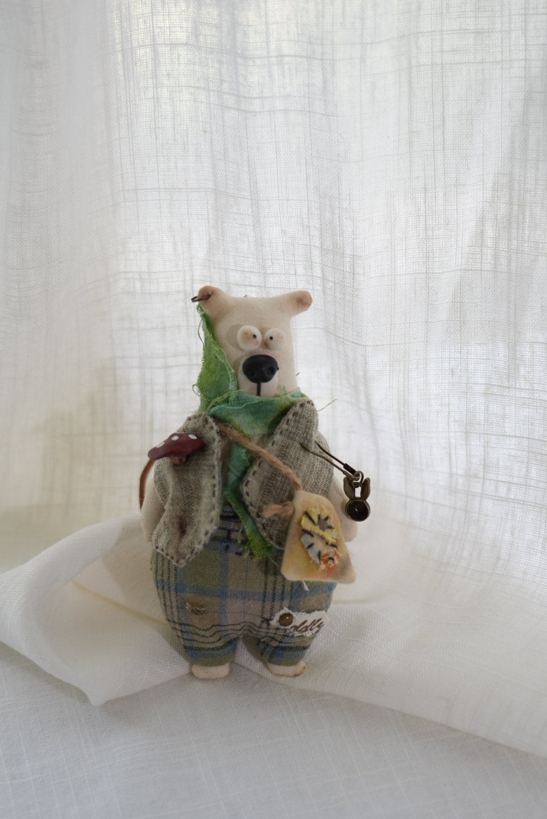 Dusty Bear Bag Charm · Hand-Shaped Details & Distressed Finish - Made by Frey