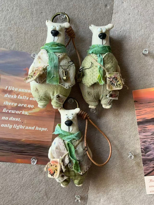 Dusty Bear Bag Charm · Hand - Shaped Details & Distressed Finish - Made by Frey