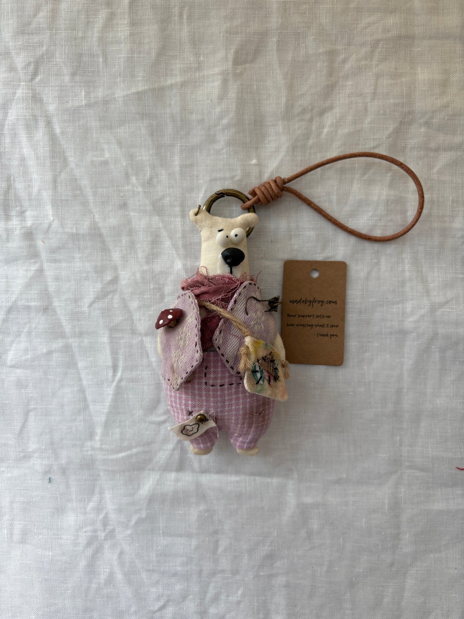 Dusty Bear Bag Charm · Hand - Shaped Details & Distressed Finish - Made by Frey