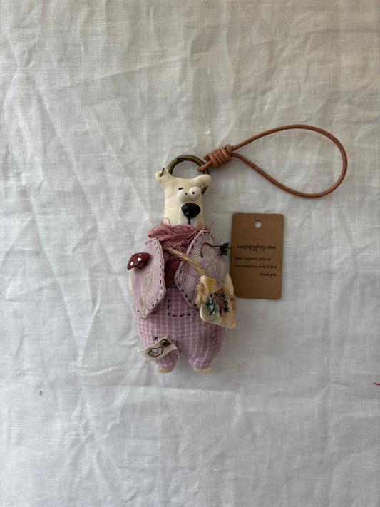 Dusty Bear Bag Charm · Hand - Shaped Details & Distressed Finish - Made by Frey