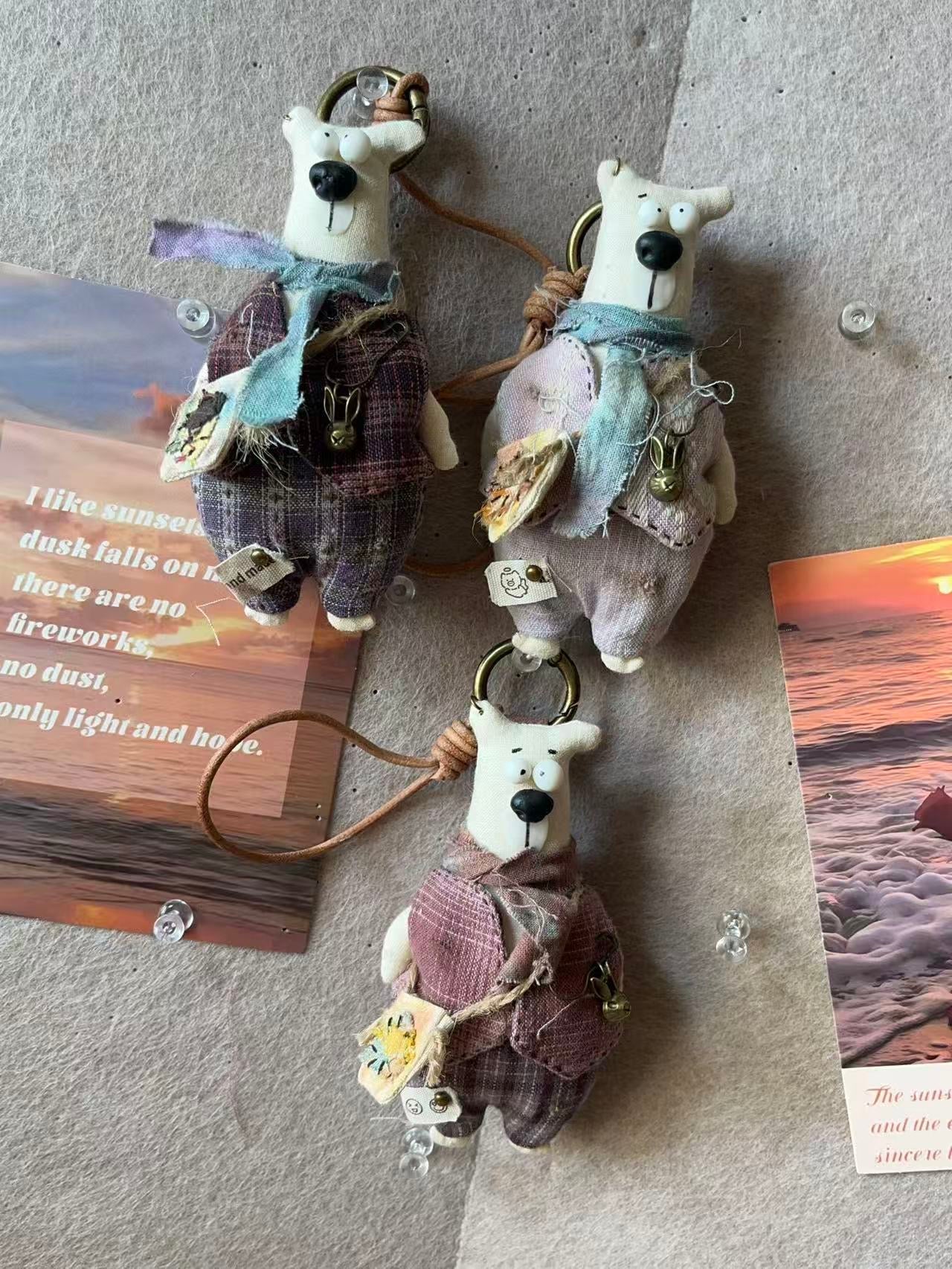 Dusty Bear Bag Charm · Hand - Shaped Details & Distressed Finish - Made by Frey