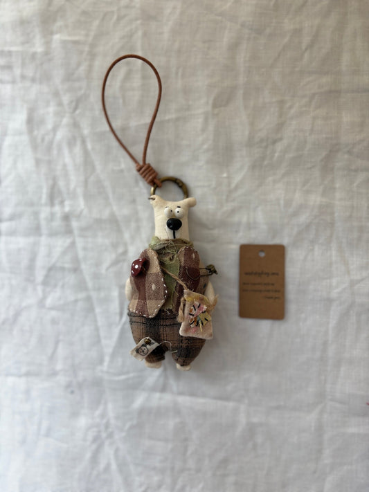 Dusty Bear Bag Charm · Hand - Shaped Details & Distressed Finish - Made by Frey
