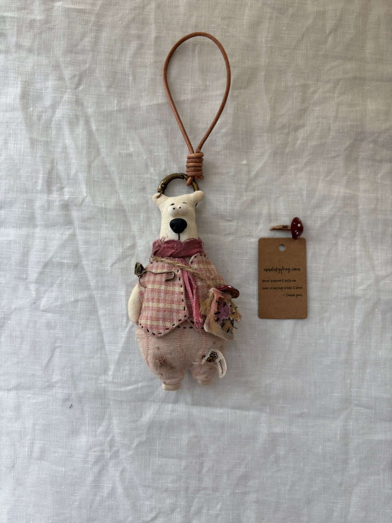 Dusty Bear Bag Charm · Hand - Shaped Details & Distressed Finish - Made by Frey