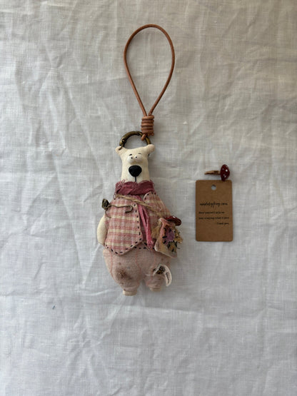 Dusty Bear Bag Charm · Hand - Shaped Details & Distressed Finish - Made by Frey