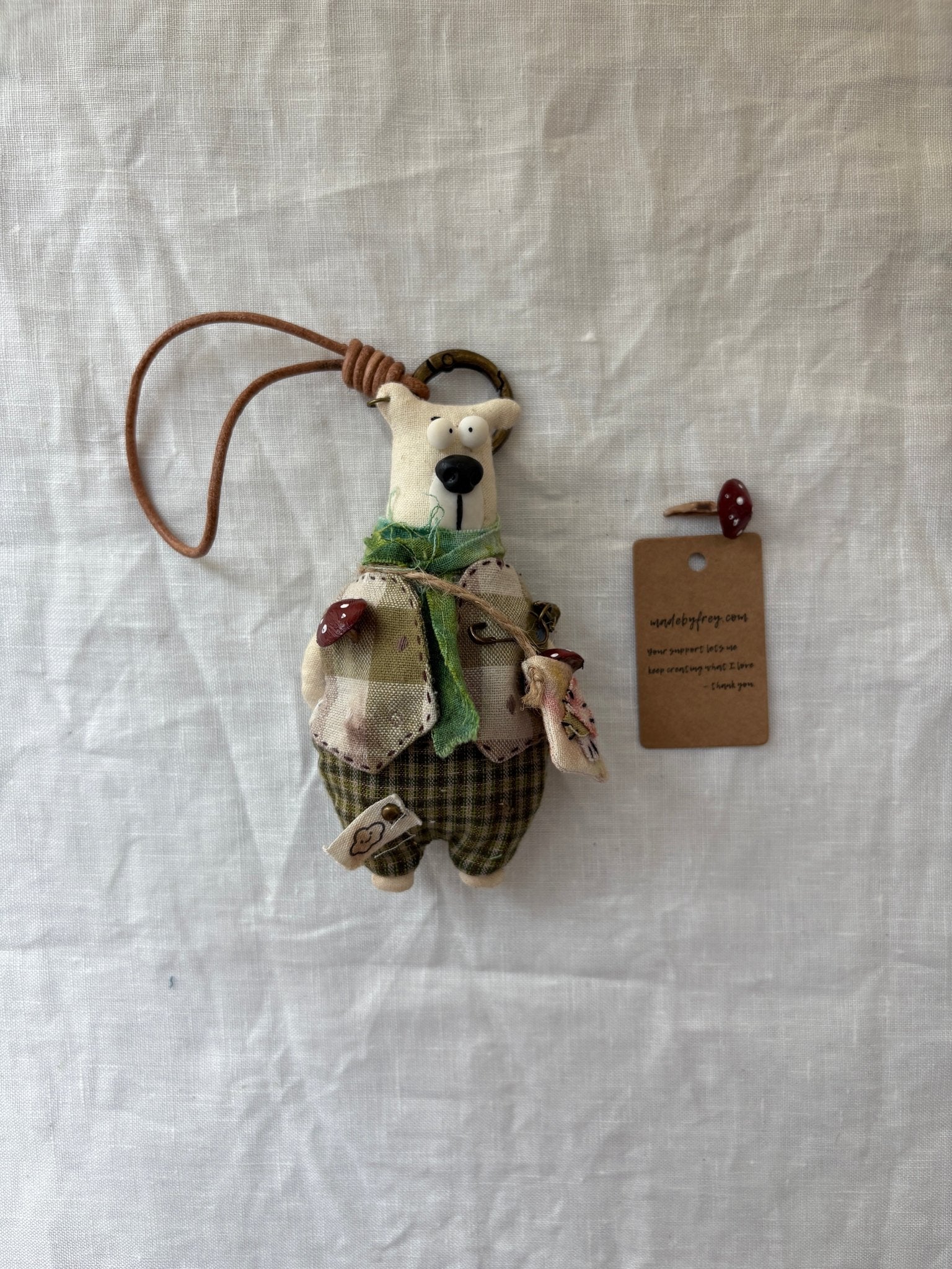Dusty Bear Bag Charm · Hand - Shaped Details & Distressed Finish - Made by Frey
