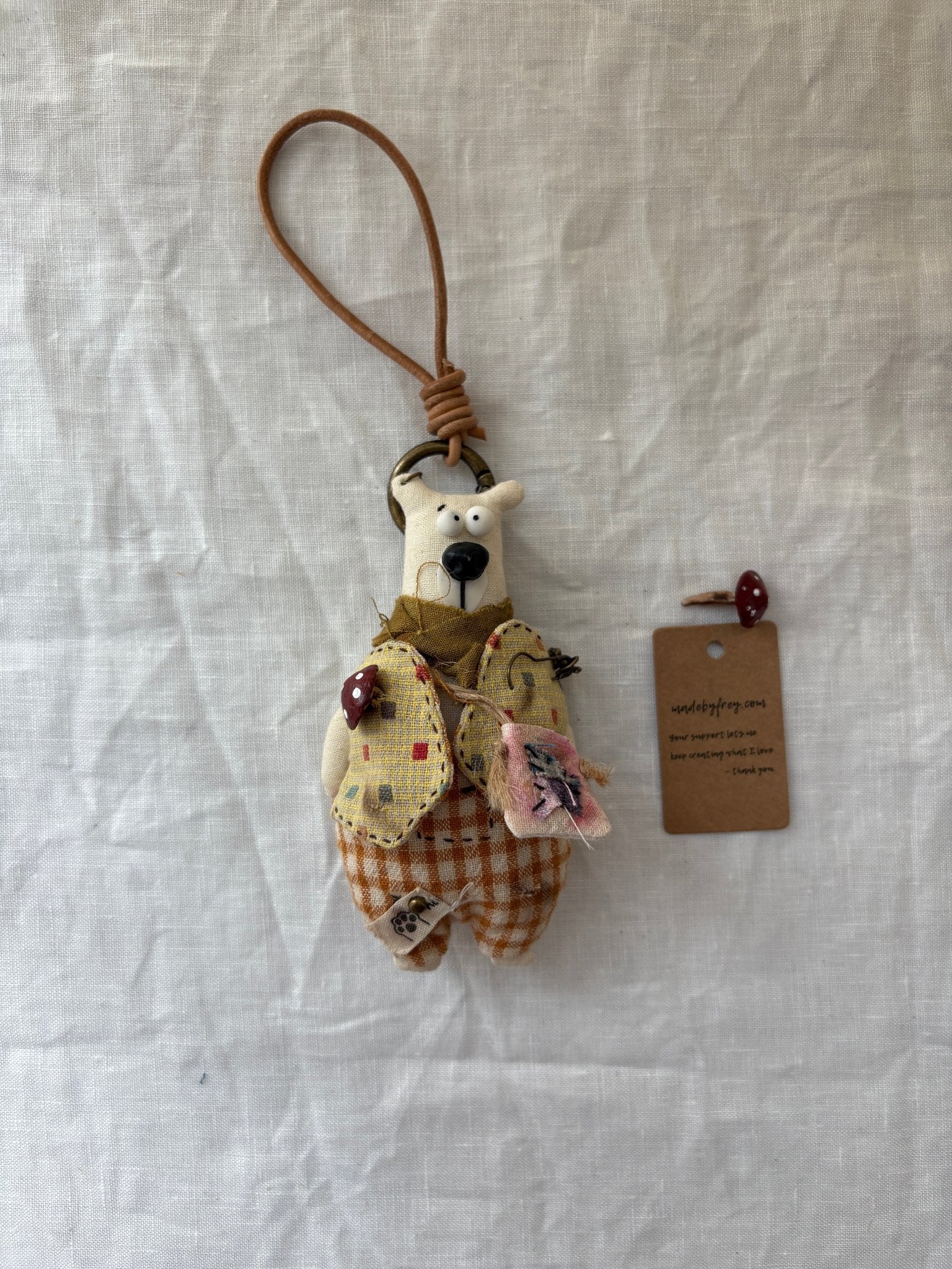 Dusty Bear Bag Charm · Hand - Shaped Details & Distressed Finish - Made by Frey