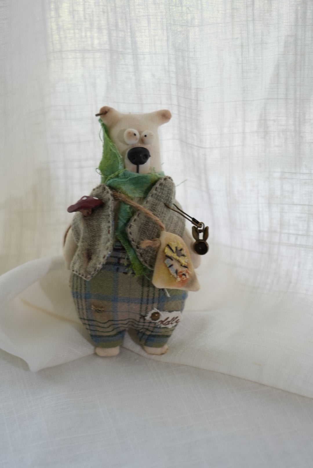 Dusty Bear Bag Charm · Hand-Shaped Details & Distressed Finish - Made by Frey