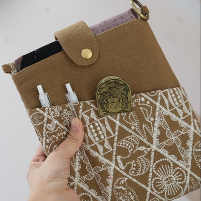 Embroidered Book & Journal Sleeve with Pocket - Made by Frey