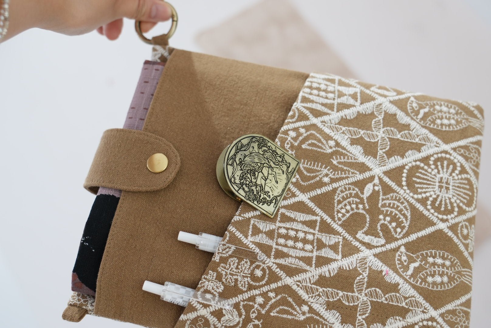 Embroidered Book & Journal Sleeve with Pocket - Made by Frey