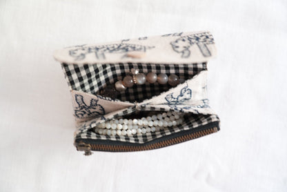 Embroidered Leopard Zip Card & Coin Pouch - Made by Frey