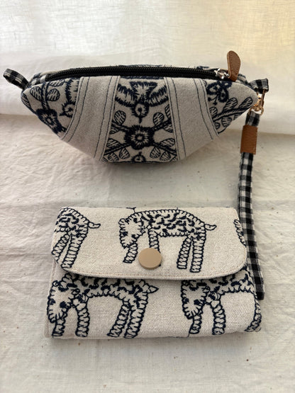 Embroidered Leopard Zip Card & Coin Pouch - Made by Frey