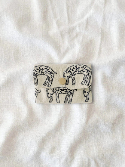 Embroidered Leopard Zip Card & Coin Pouch - Made by Frey