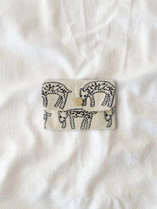 Embroidered Leopard Zip Card & Coin Pouch - Made by Frey