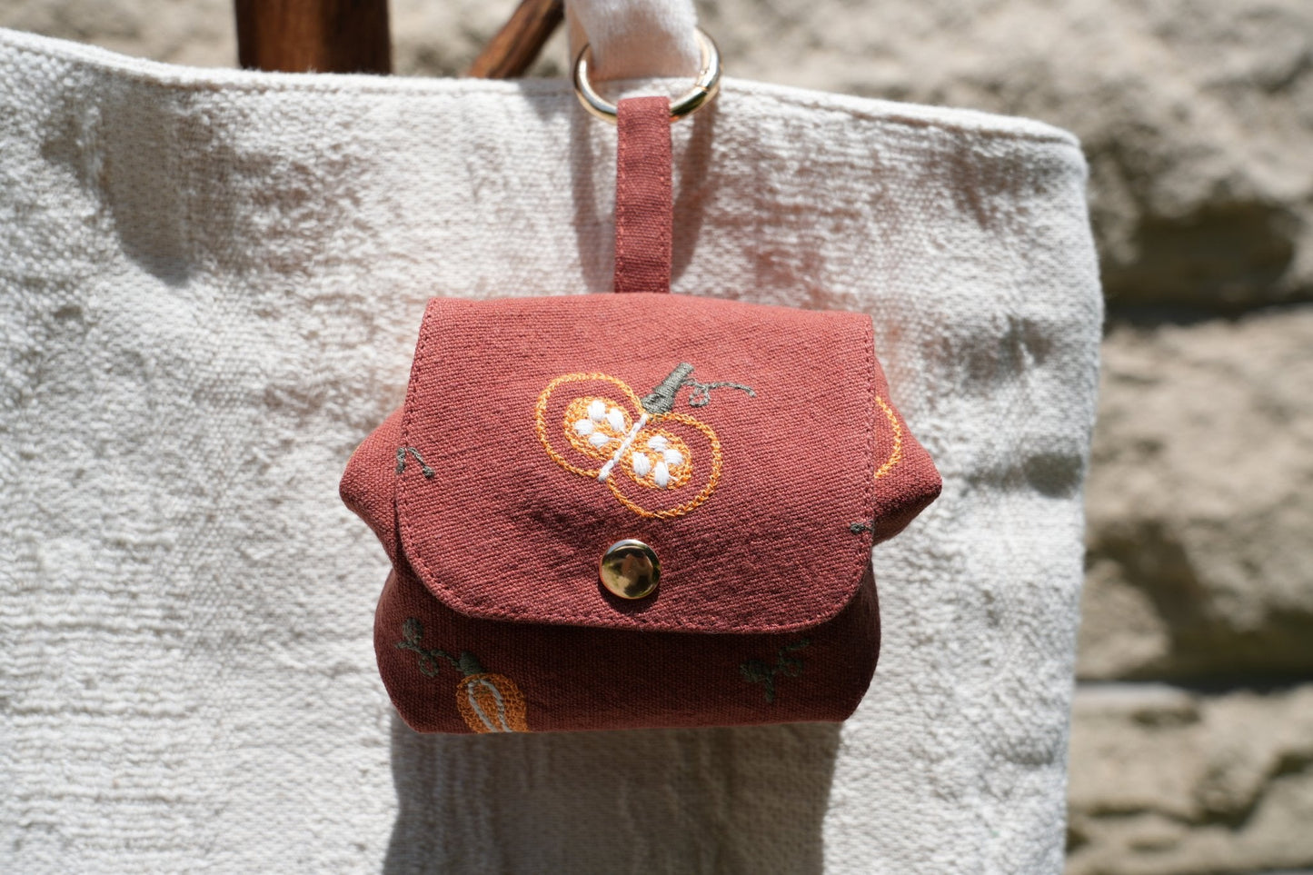 Embroidered Pumpkin Pouch - Made by Frey
