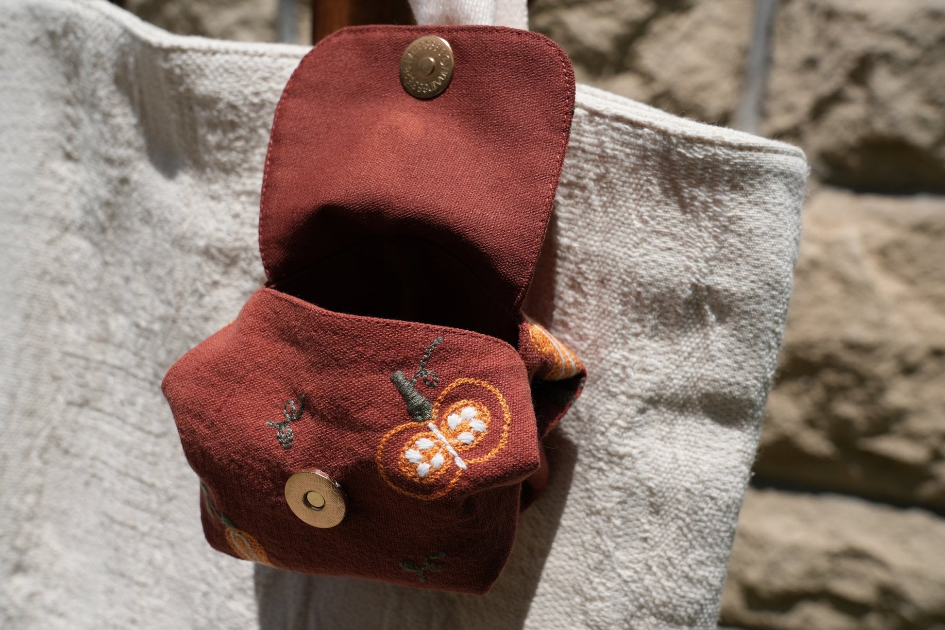 Embroidered Pumpkin Pouch - Made by Frey
