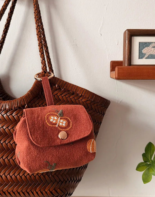 Embroidered Pumpkin Pouch - Pre - order (Ships in 2 Weeks) - Made by Frey