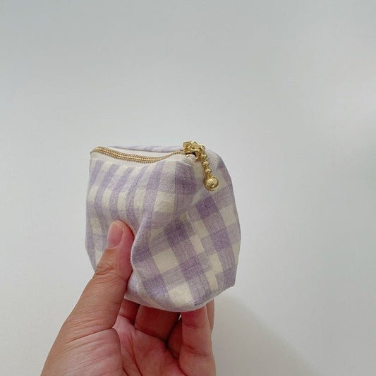 ESSENTIALS POCKETS — Light Pink & Light Purple Gingham Pouch - Made by Frey