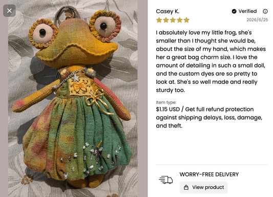 Frog Princess – Hand-Dyed Fabric Charm｜Made to Order - Made by Frey
