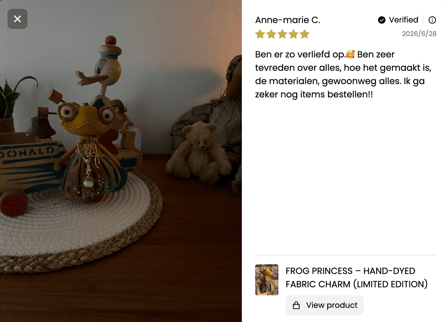 Frog Princess – Hand-Dyed Fabric Charm｜Made to Order - Made by Frey