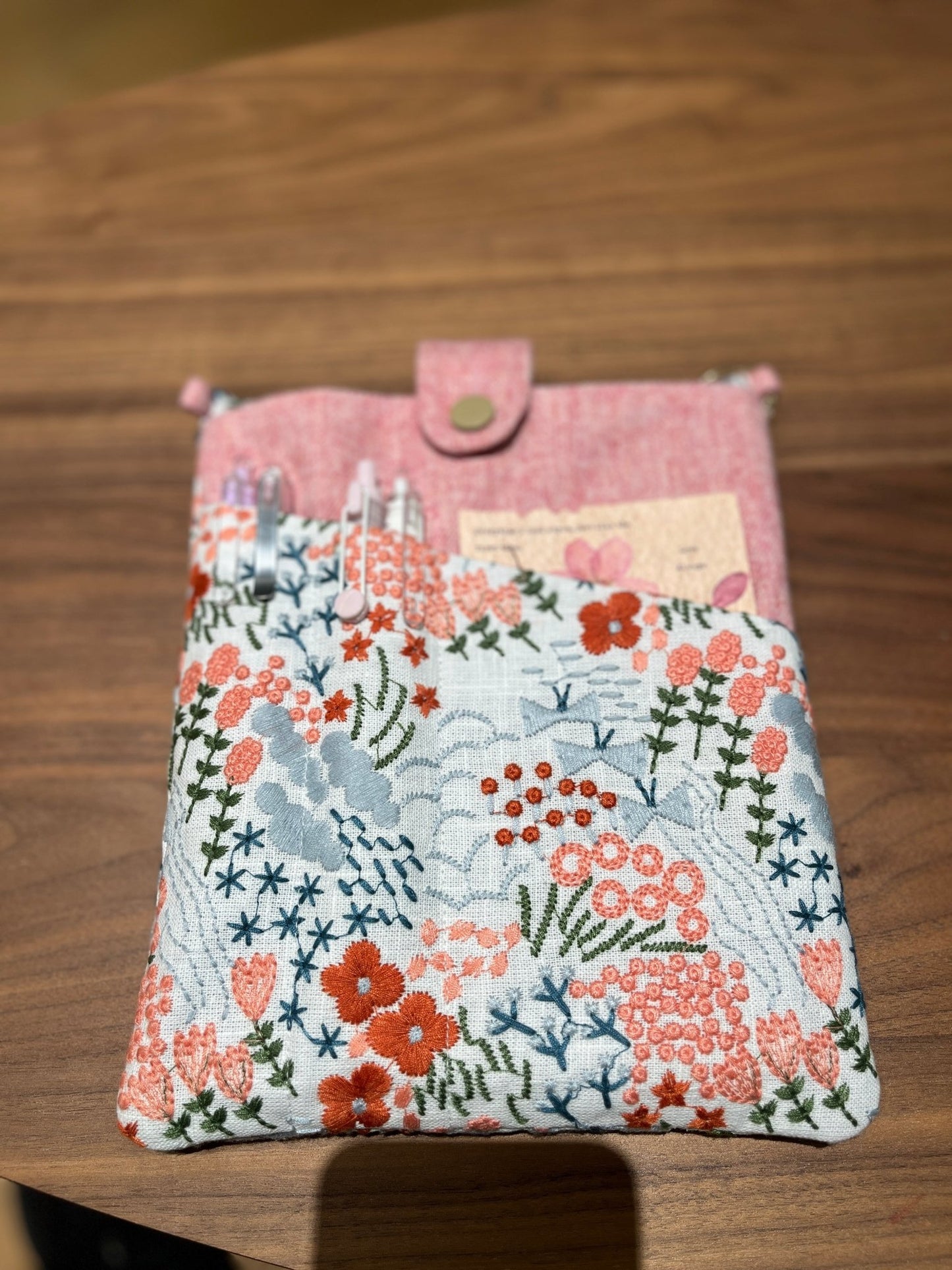 Functional Yet Lovely Gift Pink Embroidered Book Sleeve - Made by Frey