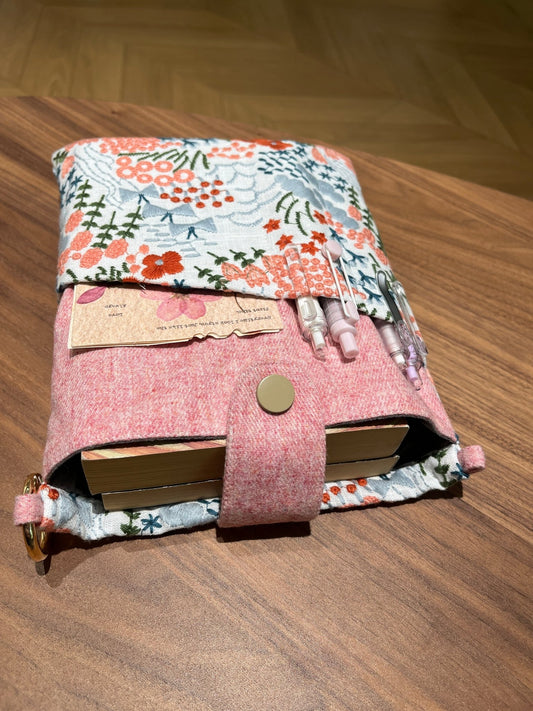 Functional Yet Lovely Gift Pink Embroidered Book Sleeve - Made by Frey