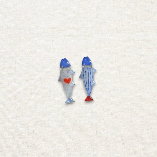 Hand - Painted Ocean Fish Earrings - Made by Frey