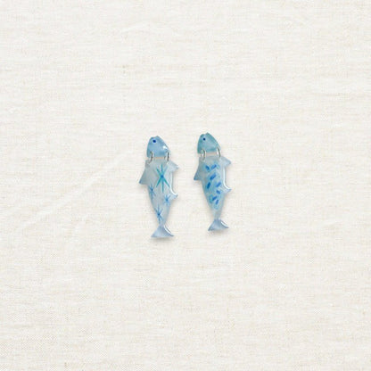 Hand - Painted Ocean Fish Earrings - Made by Frey