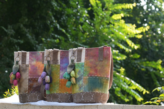 Hand-Stitched Bucket Tote with Lily Charm - Made by Frey