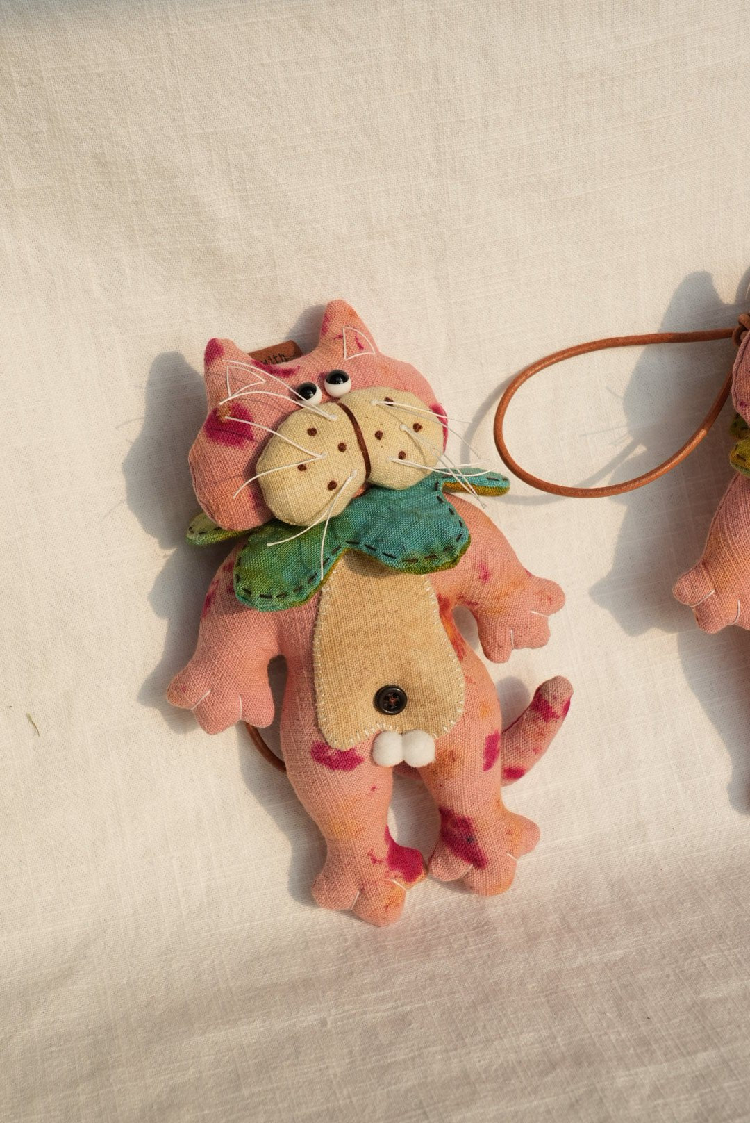 Handmade Black Tomcat Bag Charm – Rotating Head & Removable Collar - Made by Frey