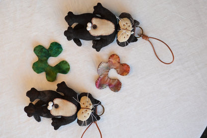 Handmade Black Tomcat Bag Charm – Rotating Head & Removable Collar - Made by Frey