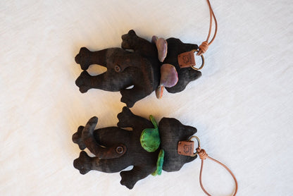 Handmade Black Tomcat Bag Charm – Rotating Head & Removable Collar - Made by Frey