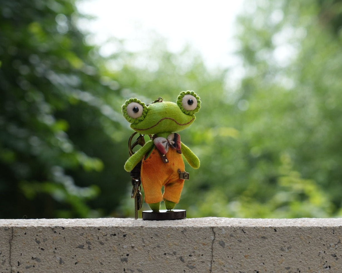 Handmade Frog Bag Charm Art Doll - Made by Frey