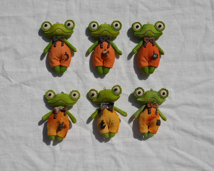 Handmade Frog Bag Charm Art Doll - Made by Frey