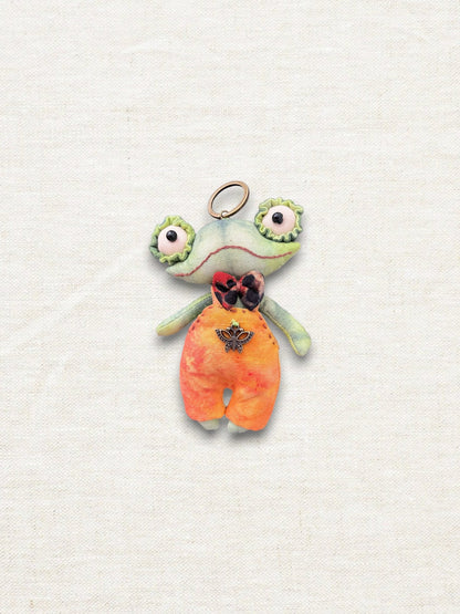Handmade Frog Bag Charm Art Doll - Made by Frey