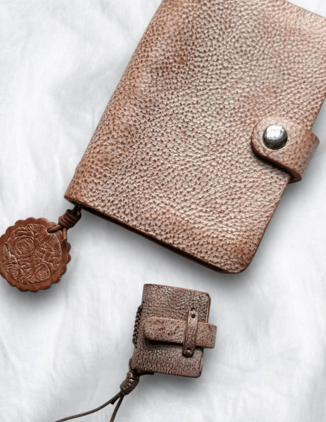 Handmade Mini Leather Notebook Charm - Made by Frey