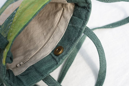 Handmade Plant-Dyed Patchwork Crossbody Bag - Made by Frey