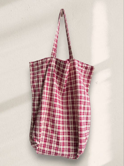 Handwoven Plaid Tote （2 - Piece Set） - Made by Frey