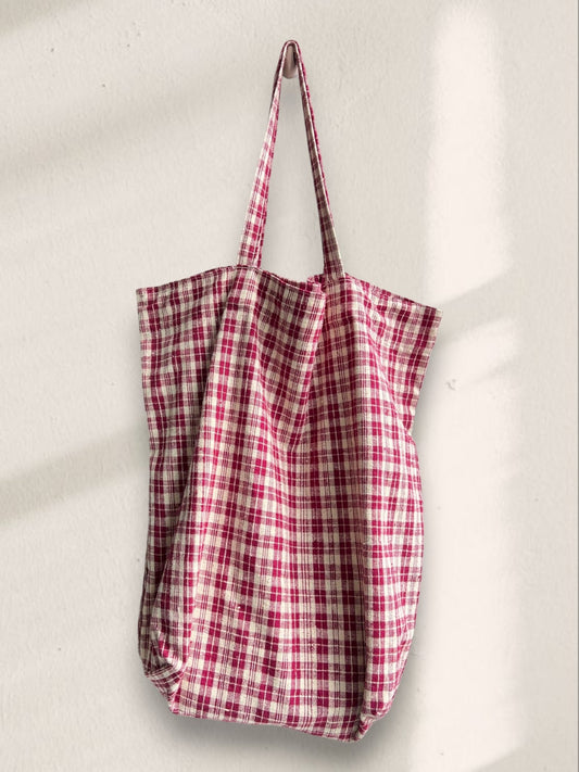 Handwoven Plaid Tote （2 - Piece Set） - Made by Frey