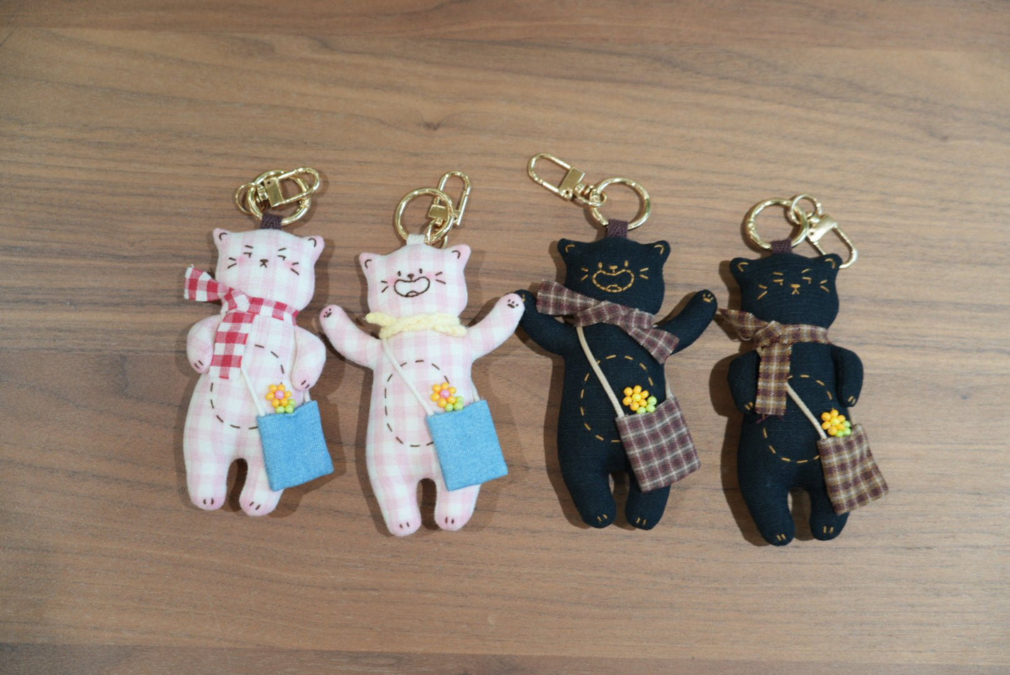 Happy & Grumpy Kitty Bag Charm - Made by Frey
