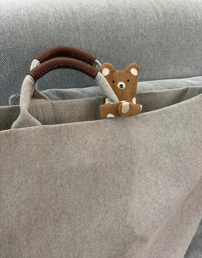 Hugging Bear Zipper Pouch — Handmade Bag Charm - Made by Frey