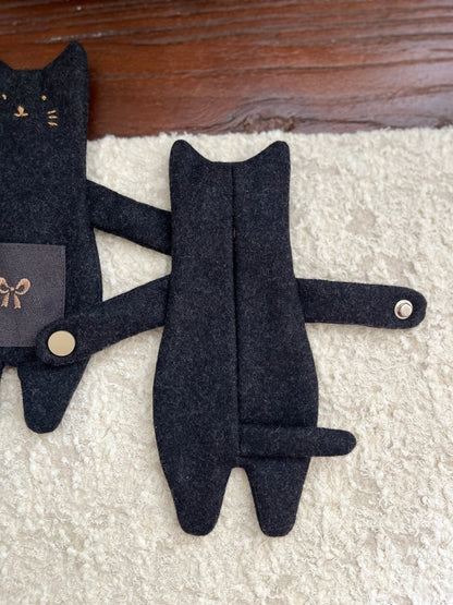 Hugging Cat Zipper Pouch — Handmade Bag Charm - Made by Frey