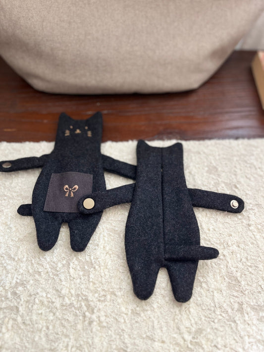 Hugging Cat Zipper Pouch — Handmade Bag Charm - Made by Frey