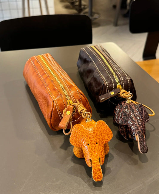 Leather Pencil Case / Makeup Bag - Made by Frey