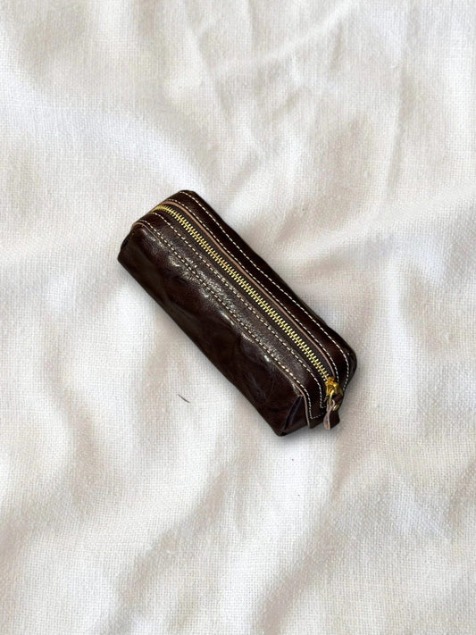 Leather Pencil Case / Makeup Bag - Made by Frey