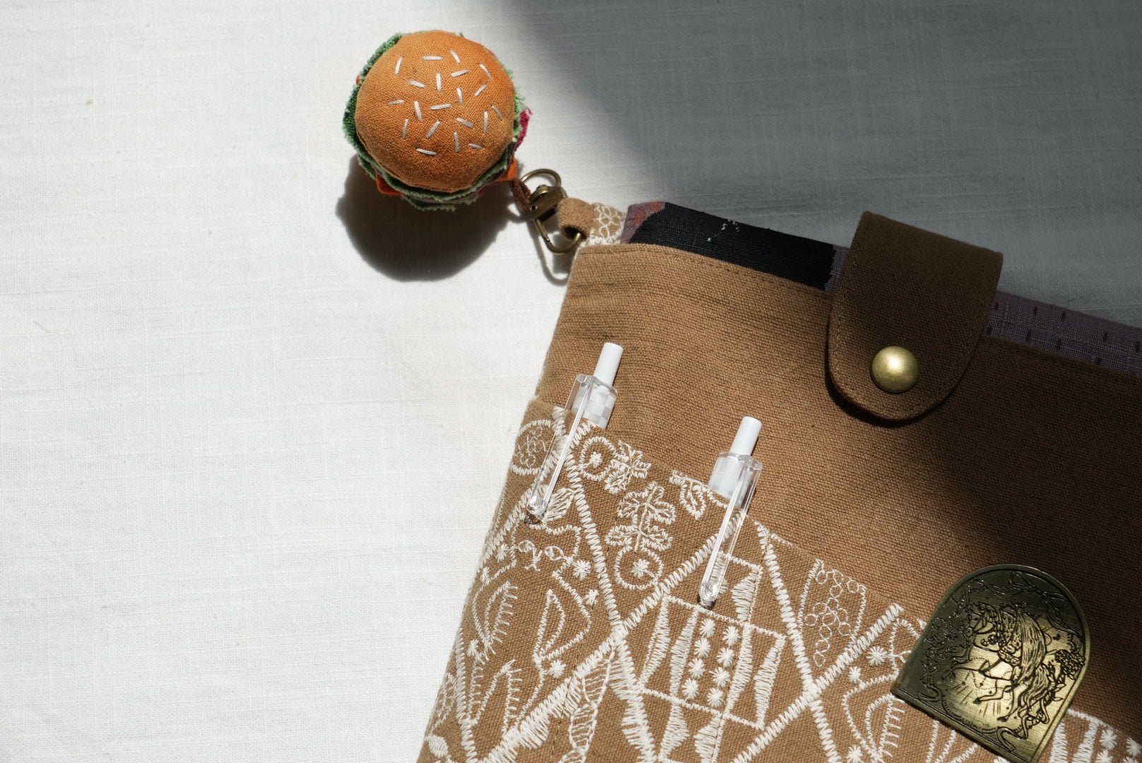 One-Bite Burger 🍔 Handmade Bag Charm - Made by Frey
