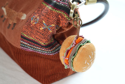 One-Bite Burger 🍔 Handmade Bag Charm - Made by Frey