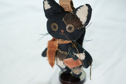 Patched Black Cat — Handmade Bag Charm - Made by Frey