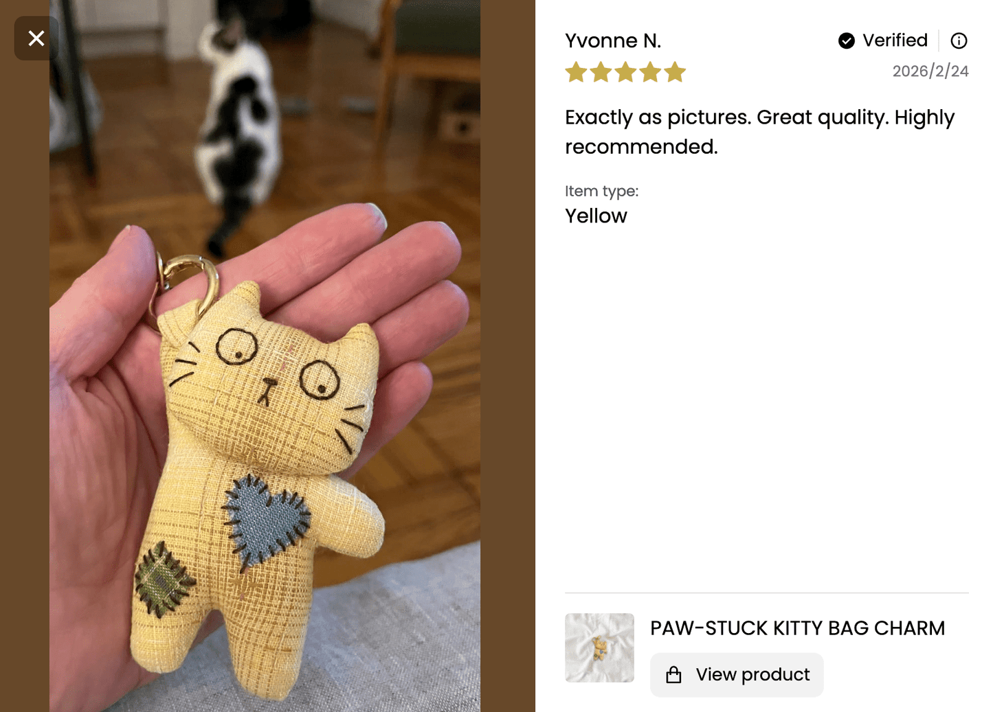 Paw-Stuck Kitty Bag Charm - Made by Frey