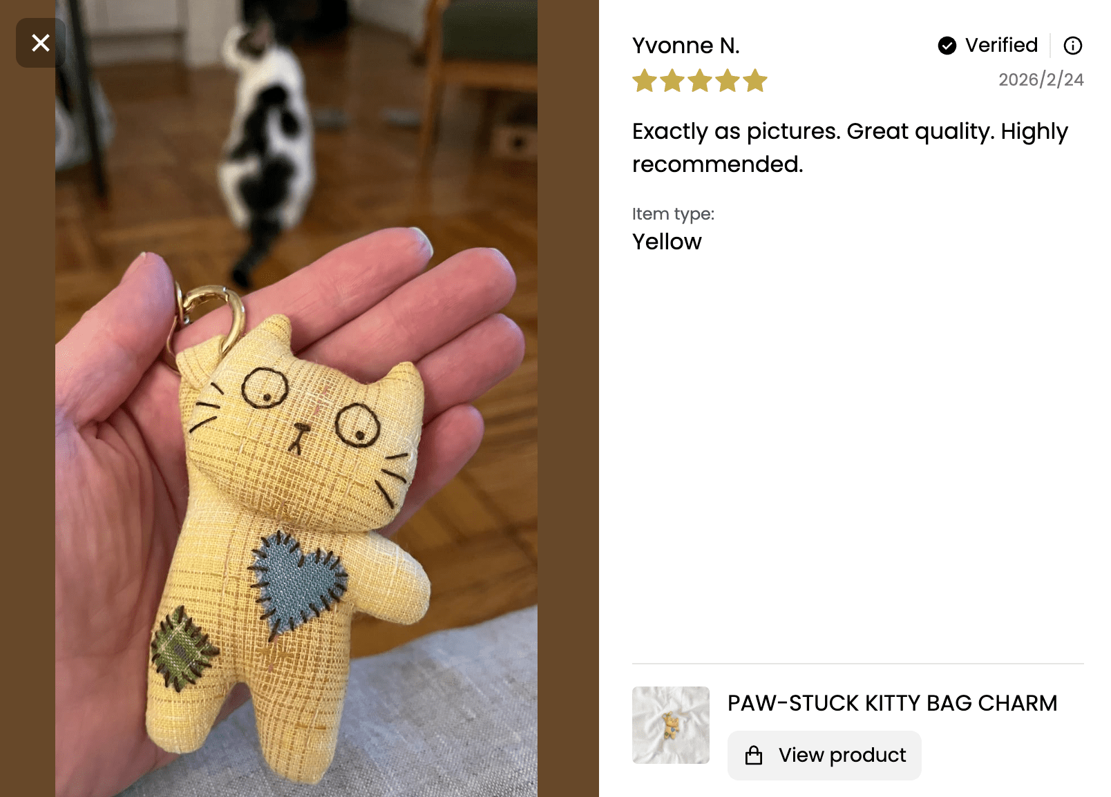 Paw-Stuck Kitty Bag Charm - Made by Frey