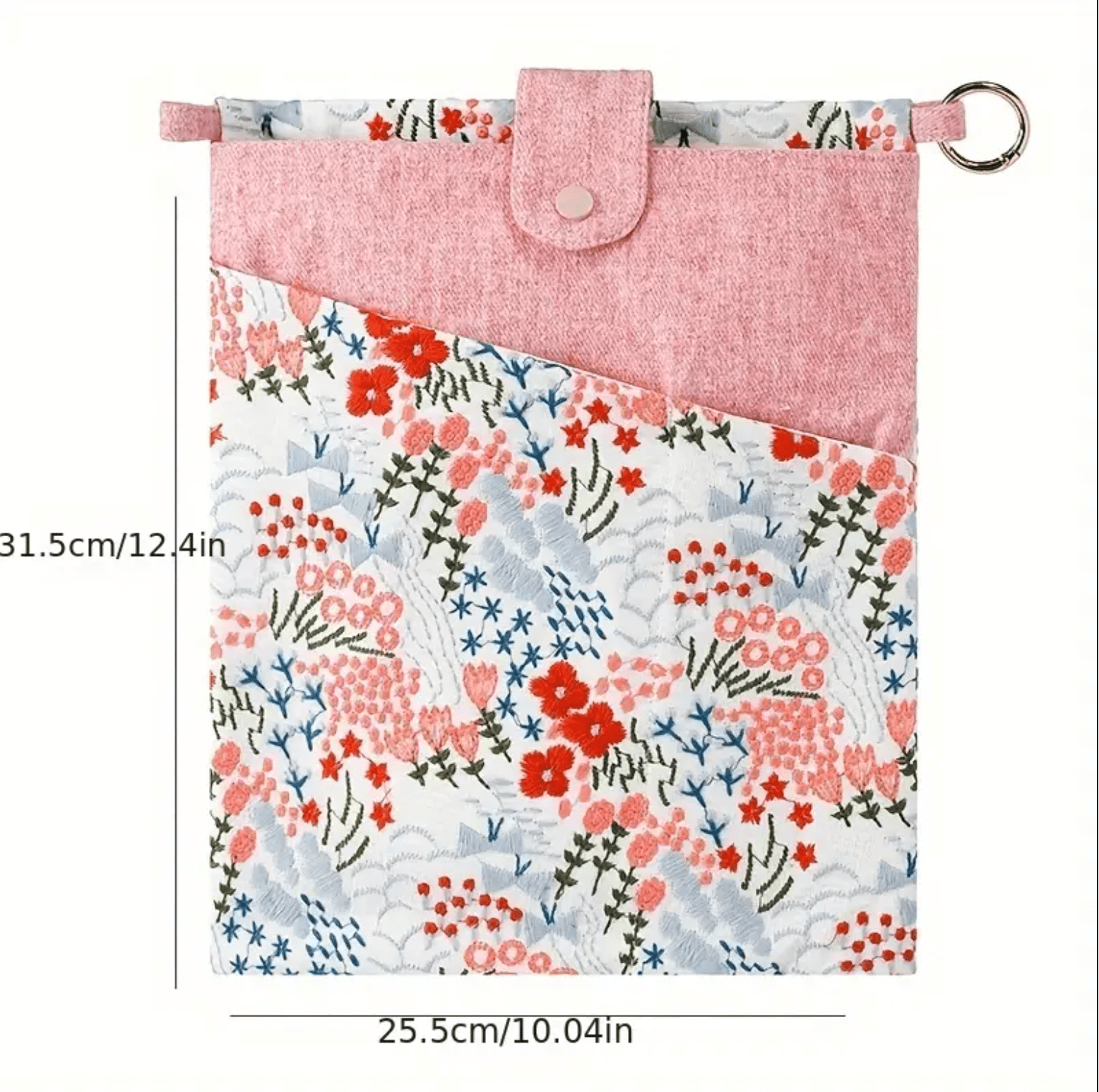 Pink Embroidered Book Sleeve - Made by Frey
